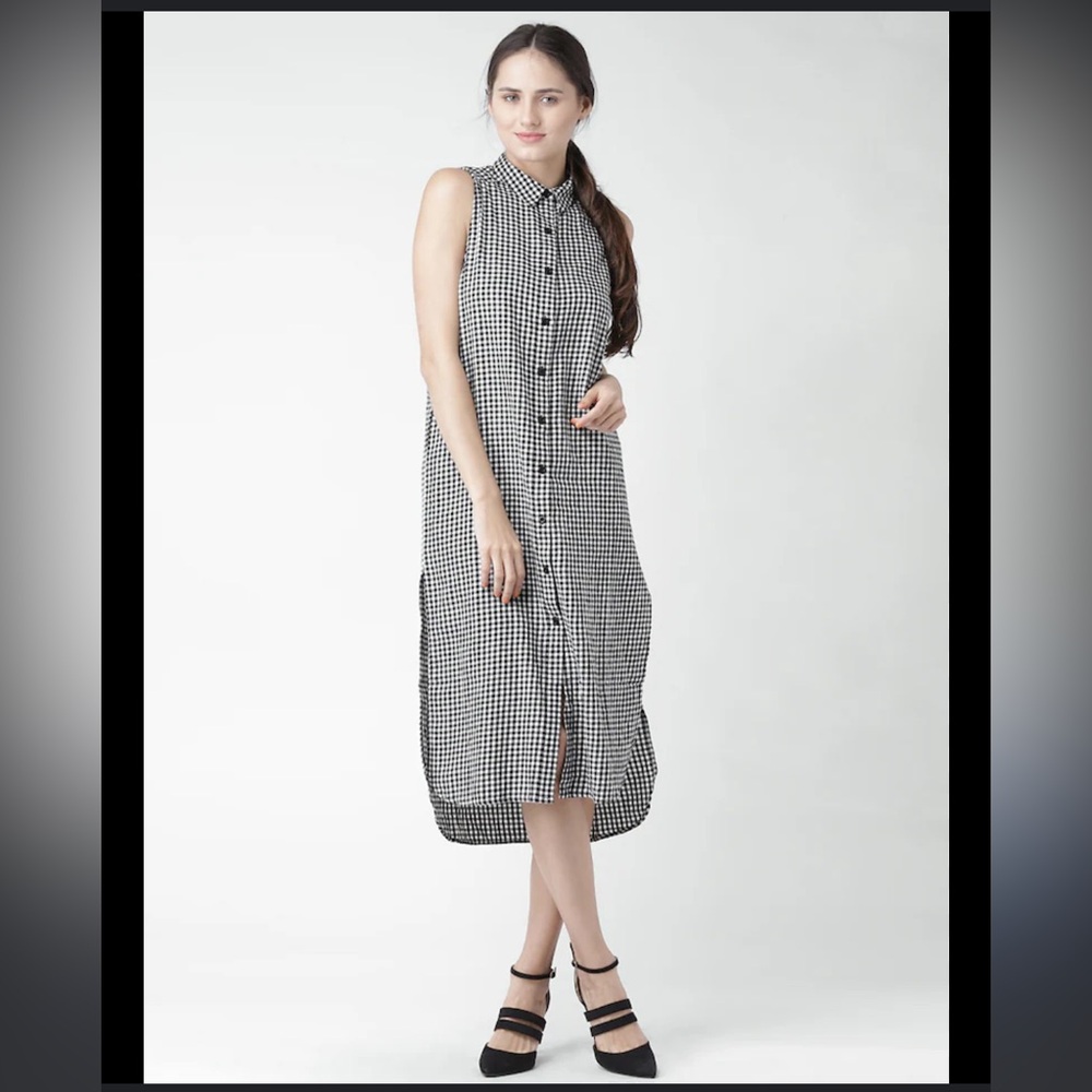 Forever 21 black checked shirt MIDI dress